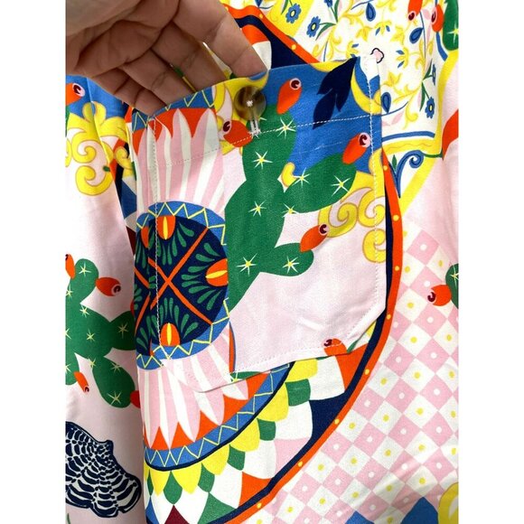 Anthropologie Maeve Straight-Leg Pull-On Silky Printed Relaxed Pants New - Picture 8 of 9